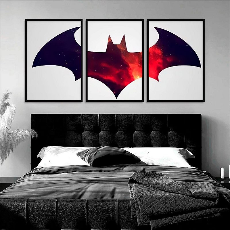 Kit 3 Quadros Decorativos Com Moldura Geek Batman