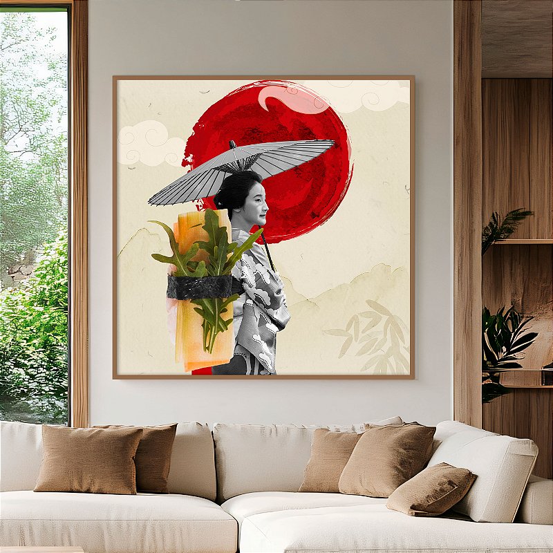 Quadro Decorativo Com Moldura Mulher Japonesa Tokyo