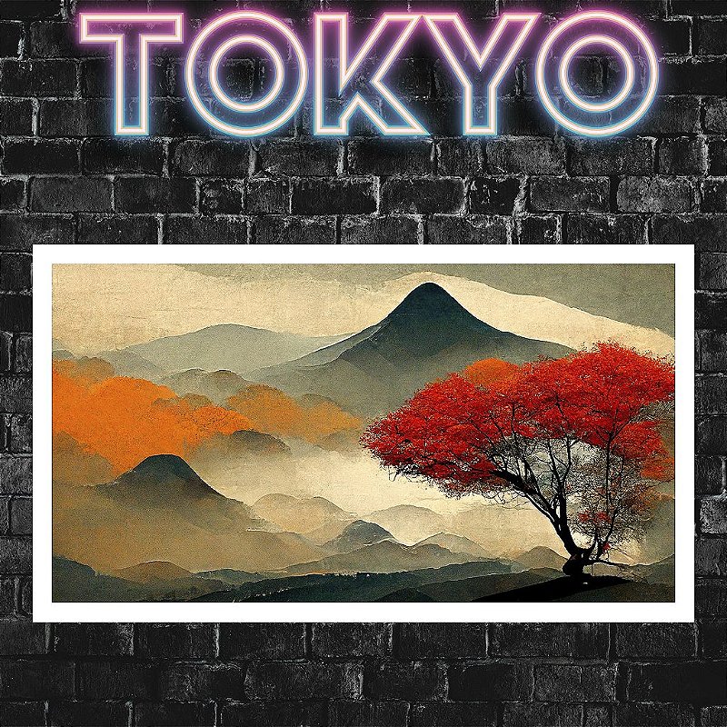 Kit Quadros Decorativos Com Moldura Paisagem Montanhas Neblina Japan Tokyo