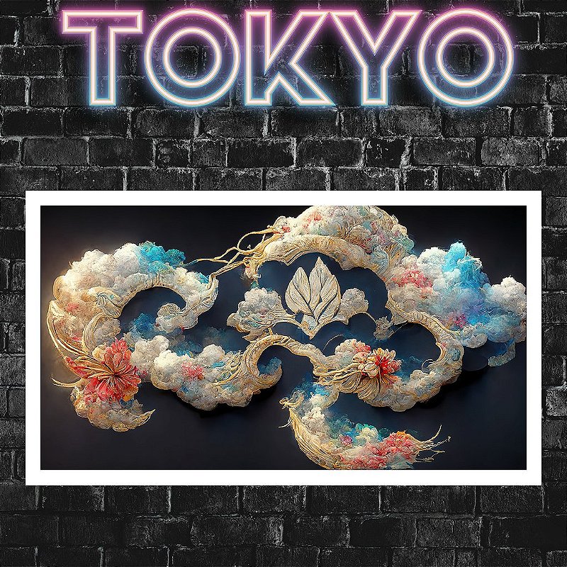 Kit Quadros Decorativos Com Moldura Nuvens Japonesas Tokyo Japan
