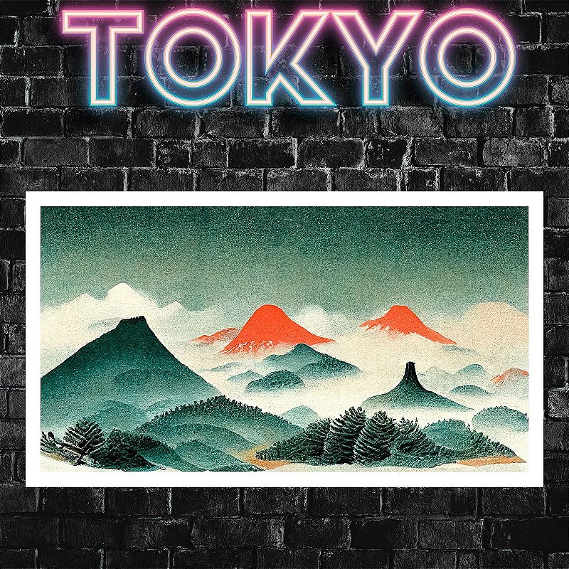 Kit Quadros Decorativos Com Moldura Paisagem Montanhas Tokyo Japan