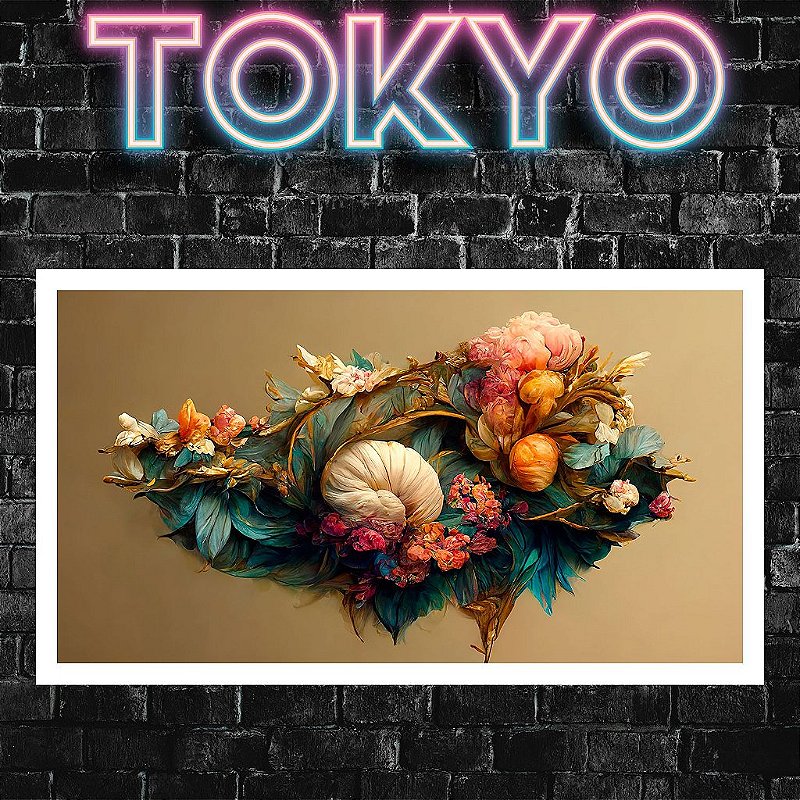 Kit Quadros Decorativos Com Moldura Flores Abstratas Tokyo Japan