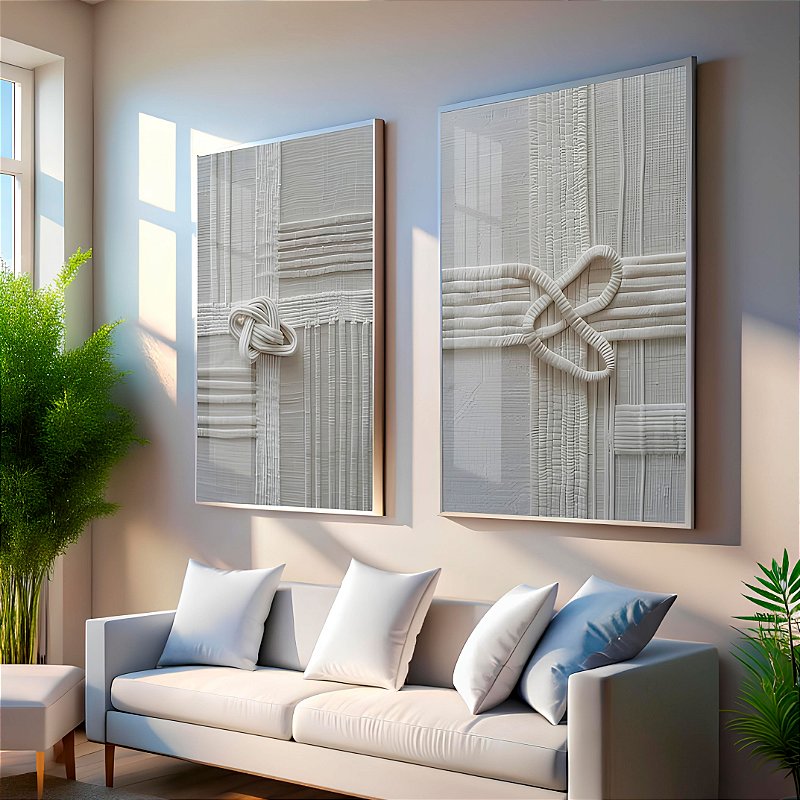 Kit 2 Quadros Com Moldura Moderna Tapeçaria