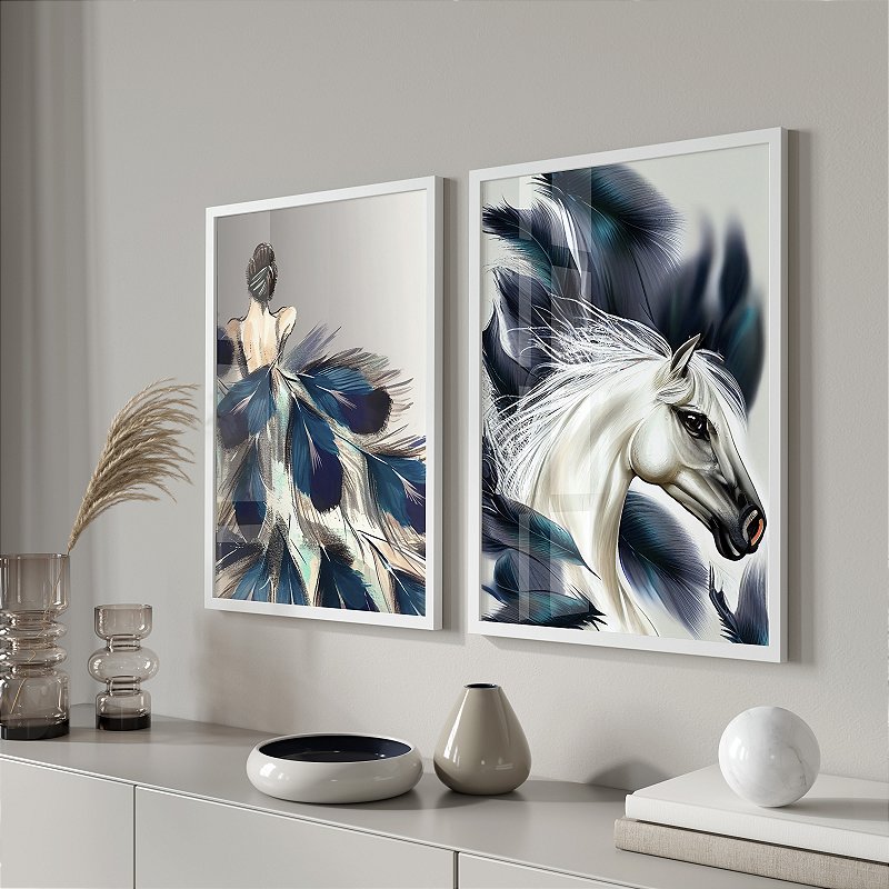 Kit 2 Quadros Decorativos Com Moldura pintura bailarina