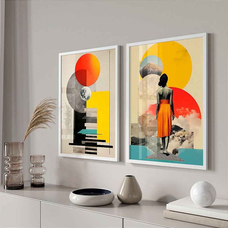 Kit 2 Quadros Decorativos Com Moldura Arte Caminho do Imaginario