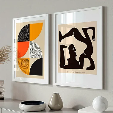 Kit 2 Quadros Decorativos Com Moldura Arte Bauhaus Picasso Style