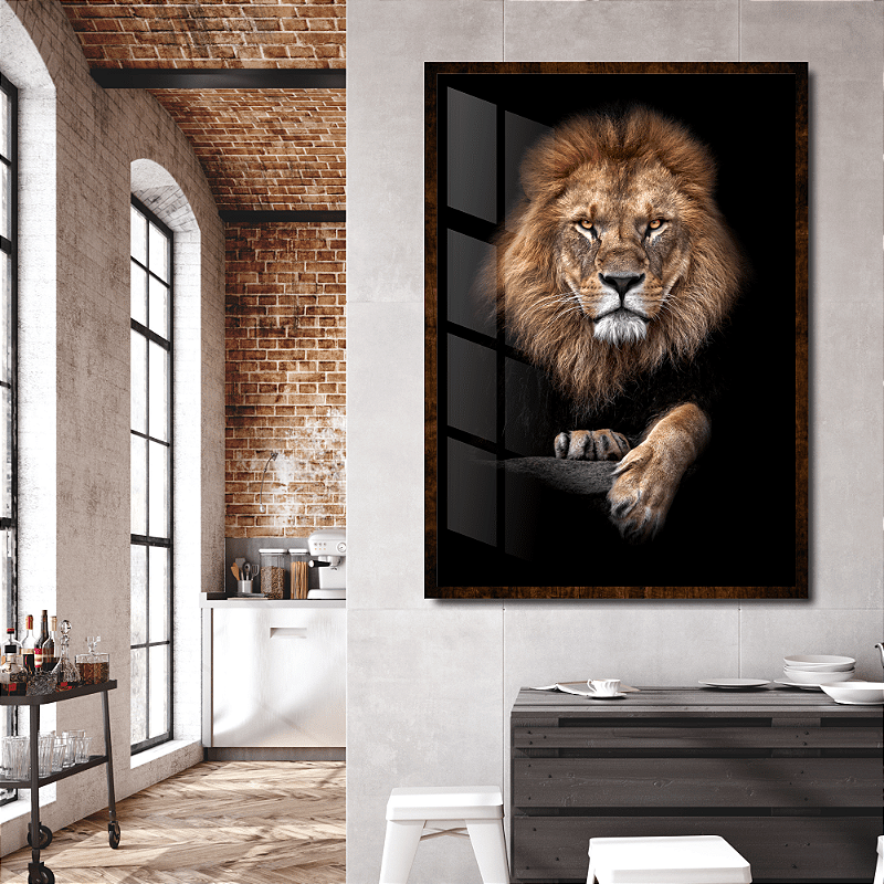 Quadro Decorativo Com Moldura King Lion Moderno 40x60