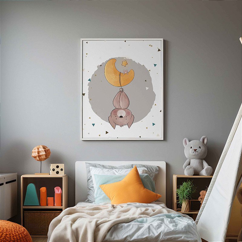 Quadro Decorativo Infantil Morcego Dorminhoco