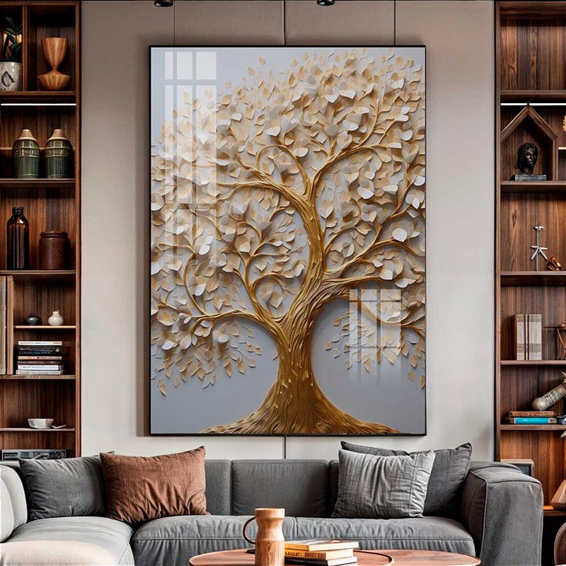 Quadro Decorativo Arvore Pinceladas Realistas