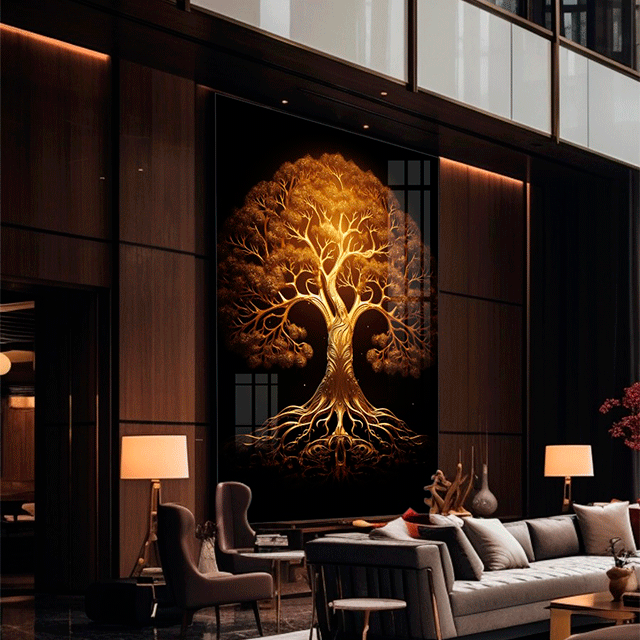 Quadro Decorativo Árvore Da Vida Fundo Preto