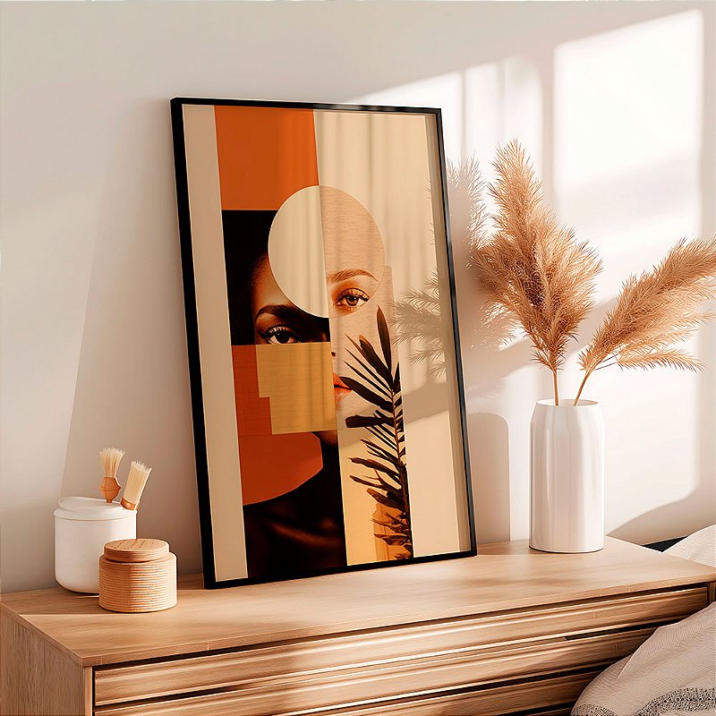 Quadro Com Moldura Mulheres e formas tons terrosos