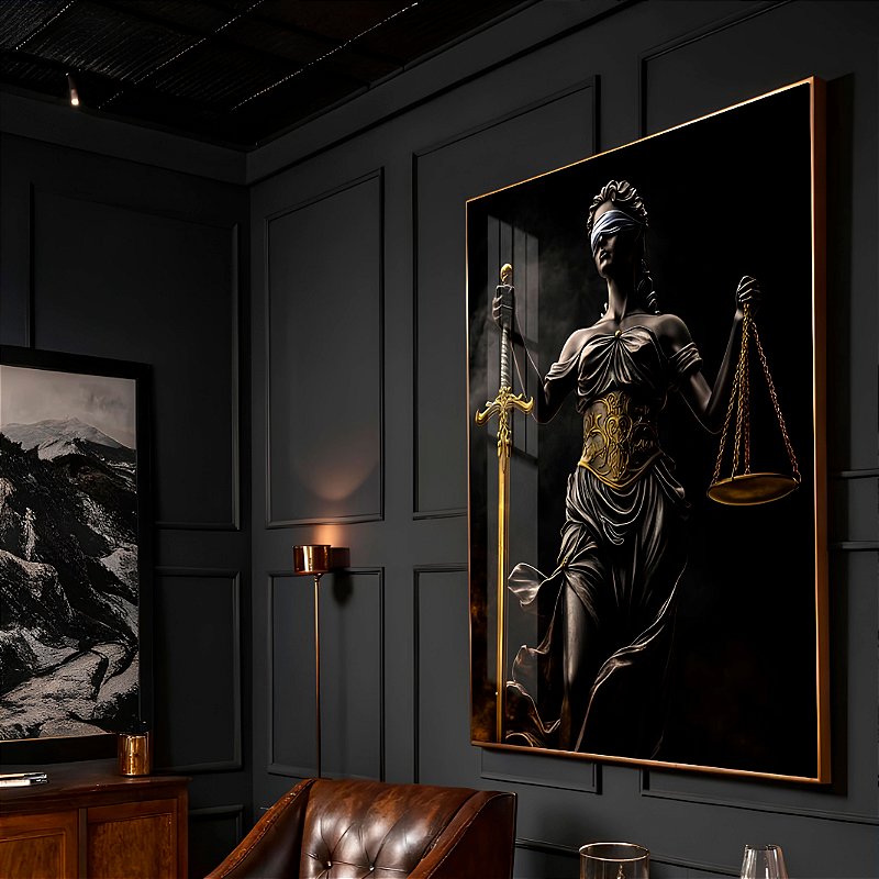 Quadro Com Moldura Arte Deusa da Justiça Bronze 2