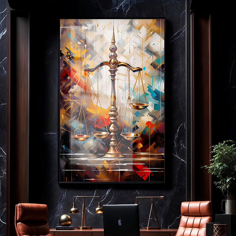 Quadro Decorativo Balança Da Justiça Cores