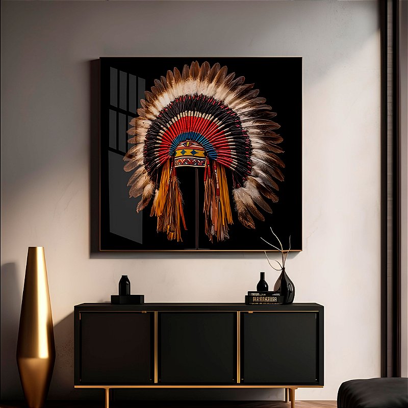 Quadro Com Moldura Arte Cocar Indígena