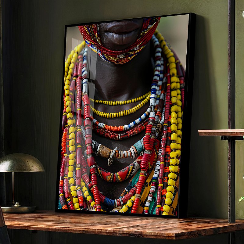 Quadro Decorativo Com Moldura Arte Contas Cultura Africana