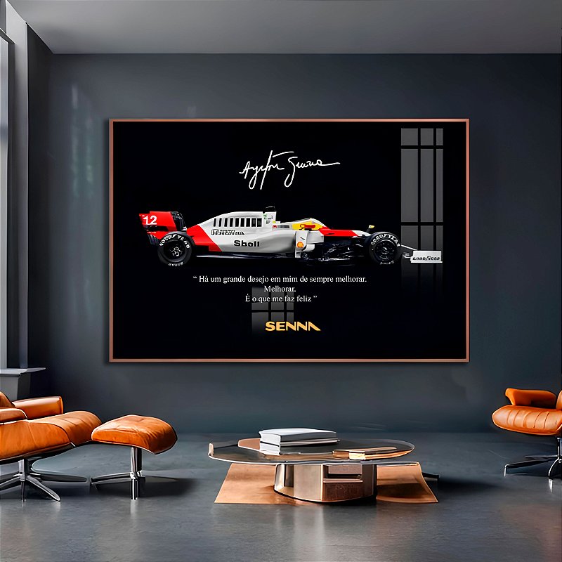 Quadro Decorativo Com Moldura Ayrton Senna Carro Frase