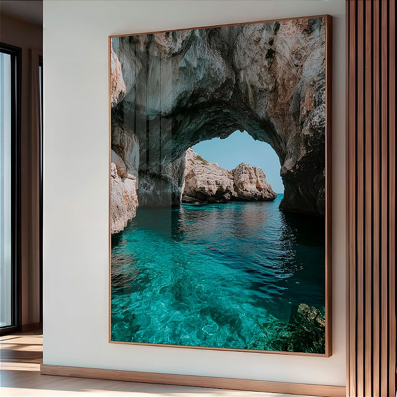 Quadro Decorativo Com Moldura Cavernas Do Mar Azul