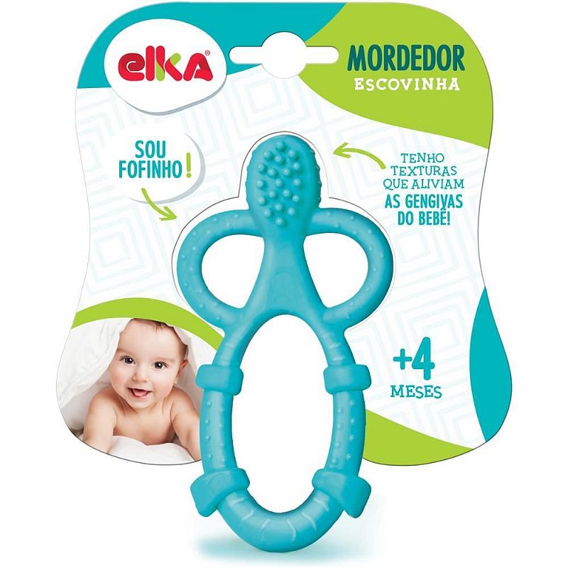 Mordedor Infantil Escovinha Azul +4 Meses - Alívio e Estímulo para seu ...