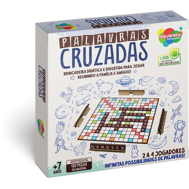 Jogo de Tabuleiro Palavras Cruzadas 100 Peças de Madeira - TK Shopping ...