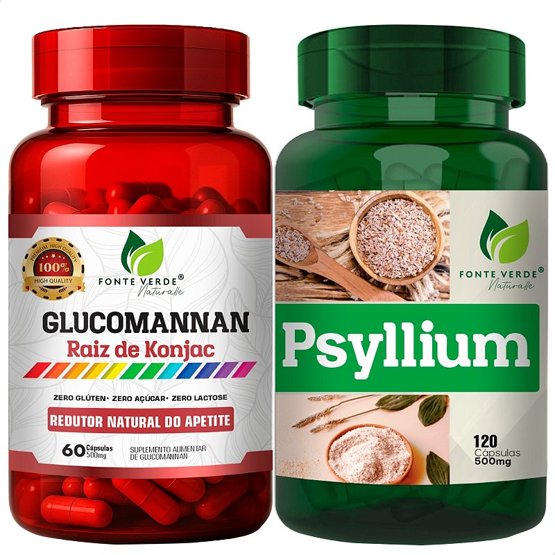 Kit Glucomannan 60 Cáps + Psyllium 120 Cáps - Fonte Verde - Orbis Vita