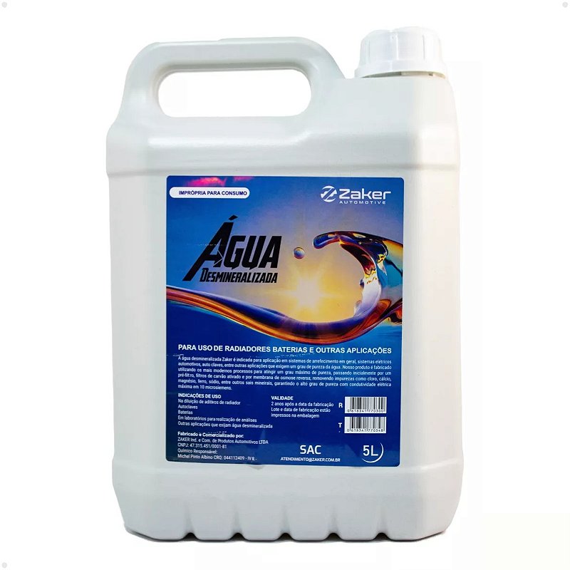 Água Bi-Desmiralizada 5LT ZAKER - ZK-01 - Auto Peças Pingo D' ouro