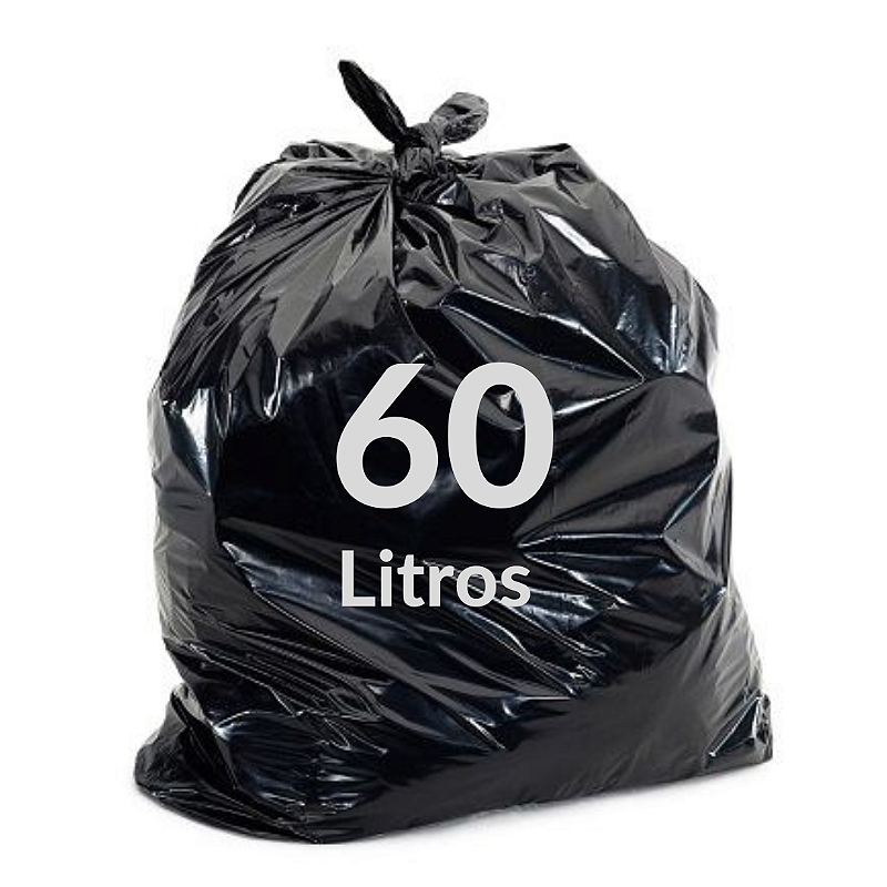 Saco para Lixo 60 Litros Comum Linha Econômica Preto (30 unidades)