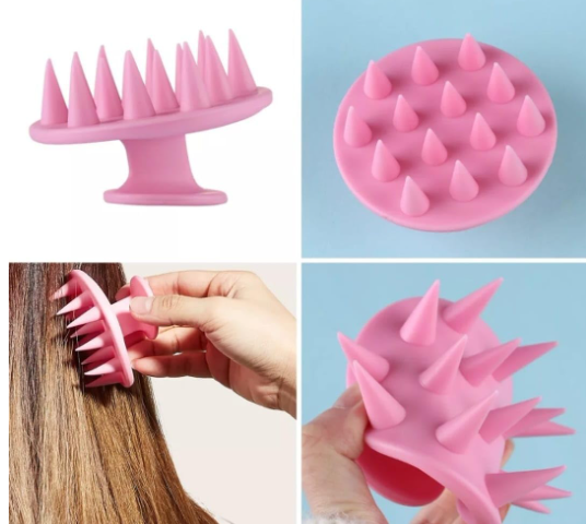 Escova Massageadora De Silicone Couro Cabeludo