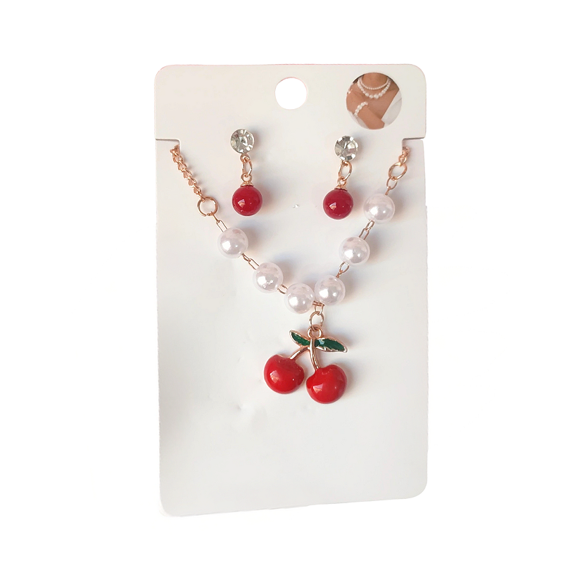 Conjunto colar + brinco cereja