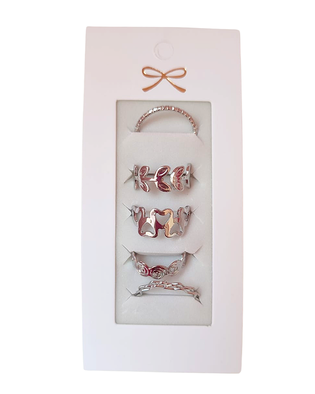 Kit com 05 Anéis Prata