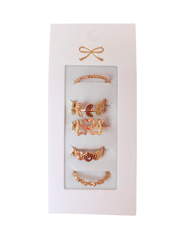 Kit com 05 Anéis Dourado