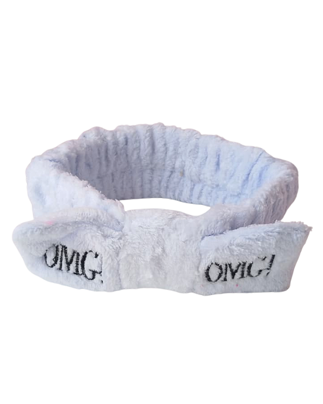 Faixa Laço Atoalhada para Maquiagem e Skin Care Azul Claro