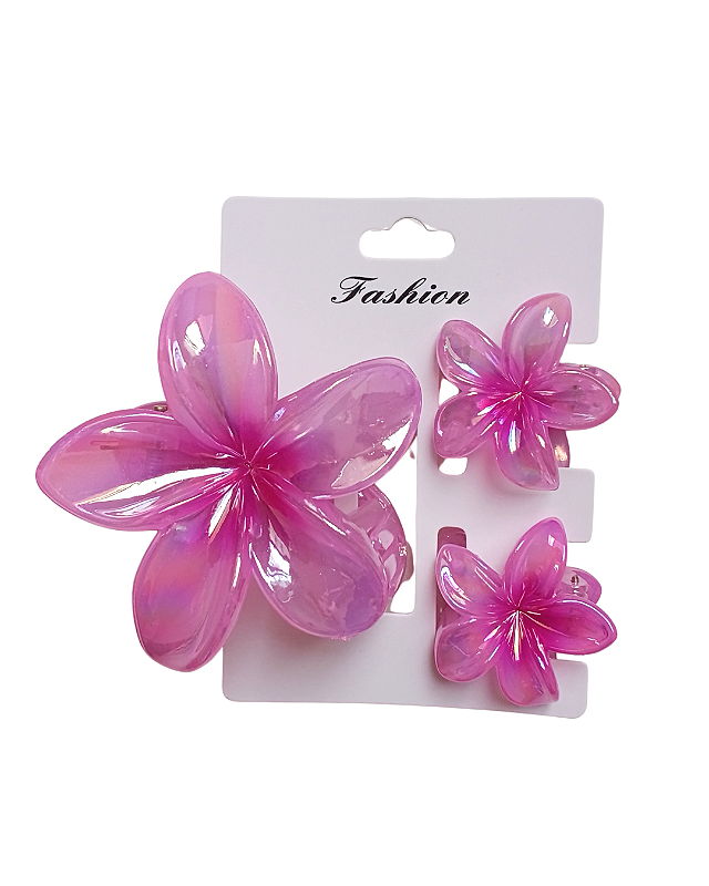 Kit de Presilha de Flor Rosa