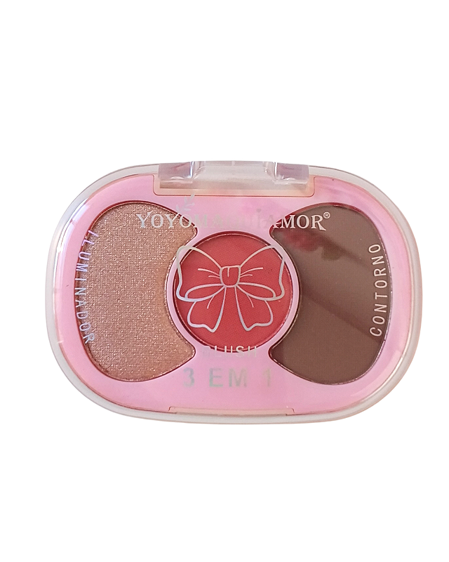 Paleta contorno, blush e iluminador YoYoMaquiamor - Cor 03