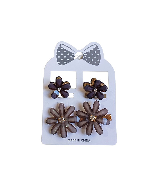 Kit de Presilha de Flor Preta