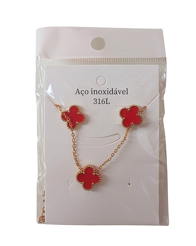 Colar + Brinco Vermelho