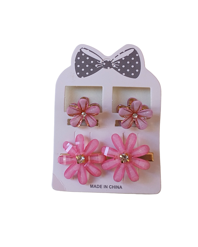 Kit de Presilha de Flor Rosa