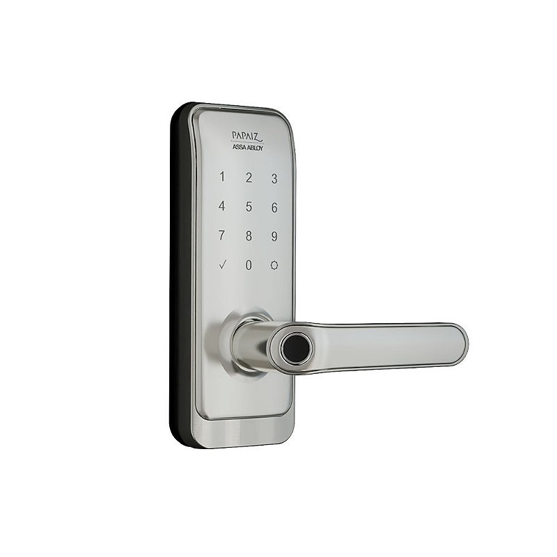 Fechadura Digital Embutir Papaiz SL205 Prata com Biometria IP55