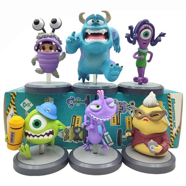 Pack 6 mini figures Monstros S.A. - Disney - Cubo Nerd - O universo ...