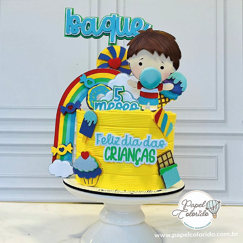 Topo de Bolo: Dia das crianças menino - Papel Colorido