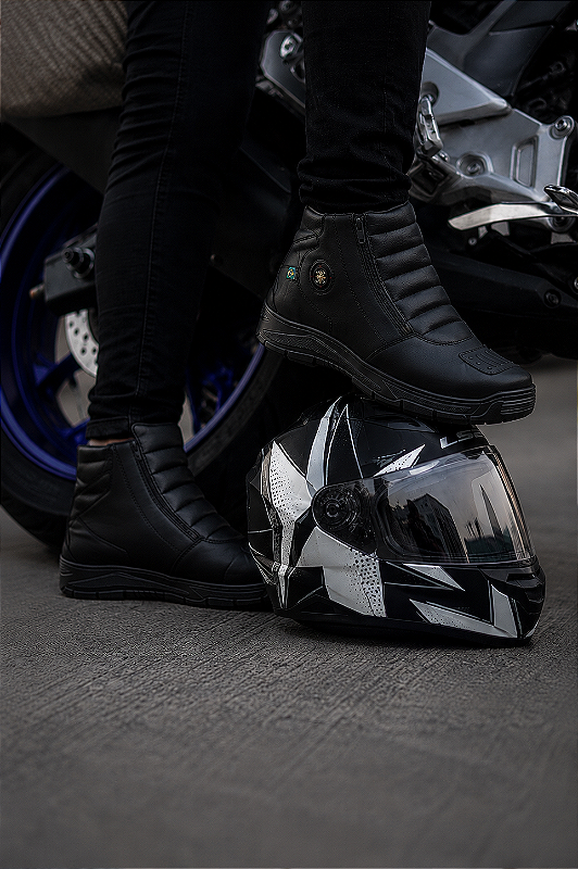 Bota Motociclista Cano Médio Zíper Couro Ecológico - Marotto Street Force 16500
