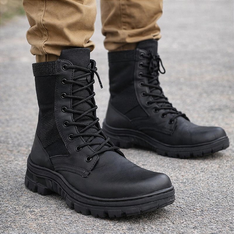 Bota Coturno Tático Exército Militar Tratorado Sem Zíper Couro Ecológico - Marotto Delta 8800