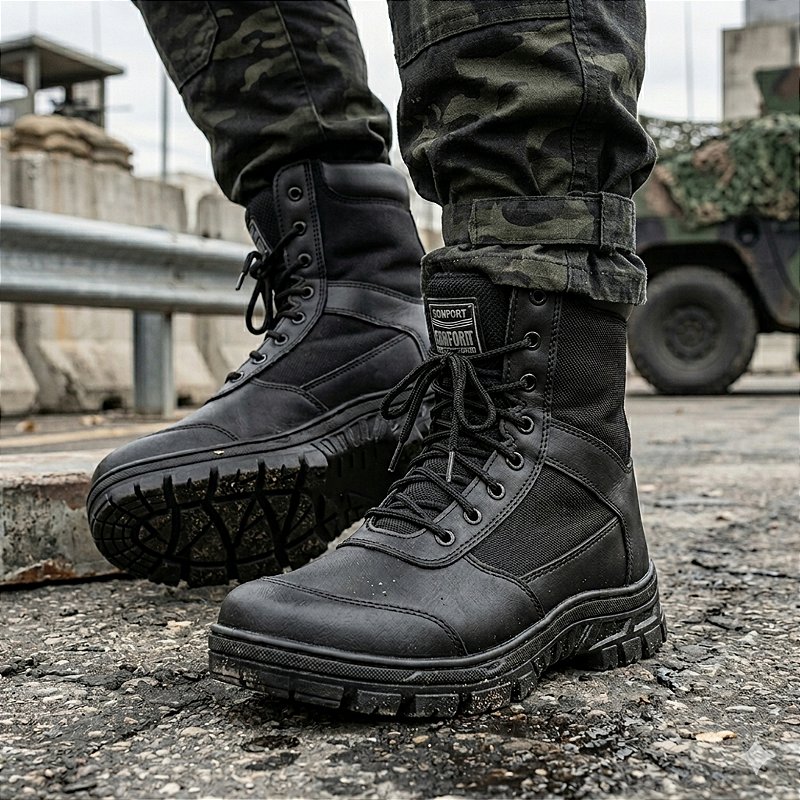 Bota Tática Motociclista Segurança Coturno Couro Ecológico - Marotto Lince 8628