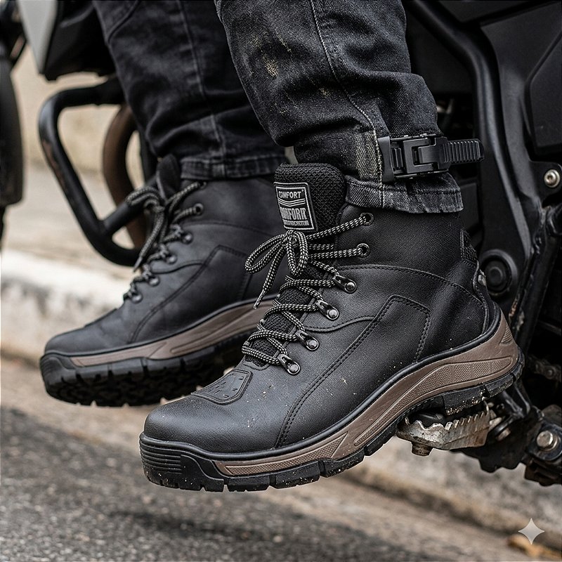 Bota Motociclista Couro Ecológico - Marotto Road Force 16100