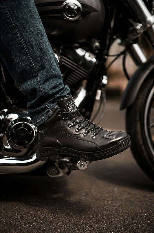 Bota Coturno Motociclista Marotto Couro Com Protetor De Marcha 16100
