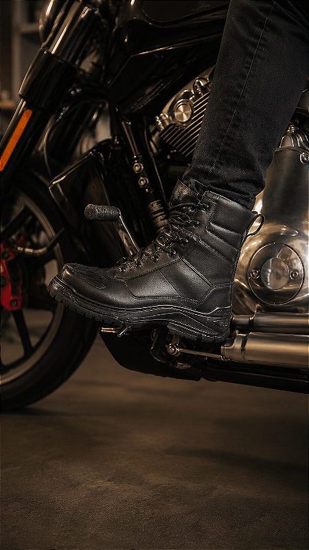Bota Coturno Tática Motociclista Segurança Couro Legítimo com Zíper - Marotto 8600