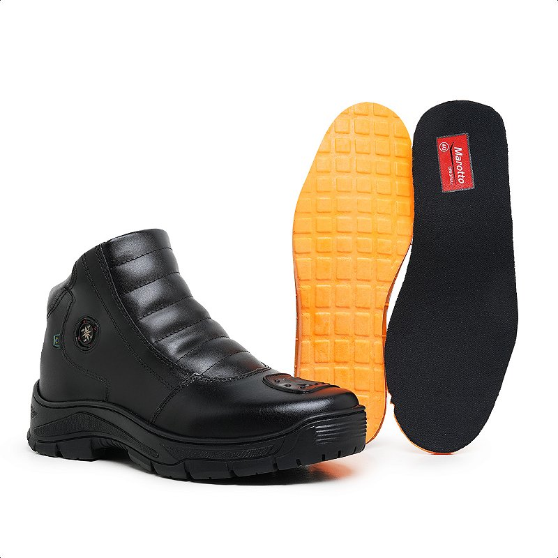 Bota Motociclista Cano Médio Zíper Couro Legítimo - Marotto Street Force 16500