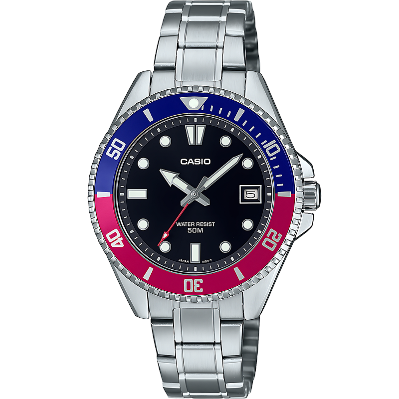 Relógio Casio Duro MDV-10D-1A3VDF Pepsi – Pulseira de Aço e Estilo