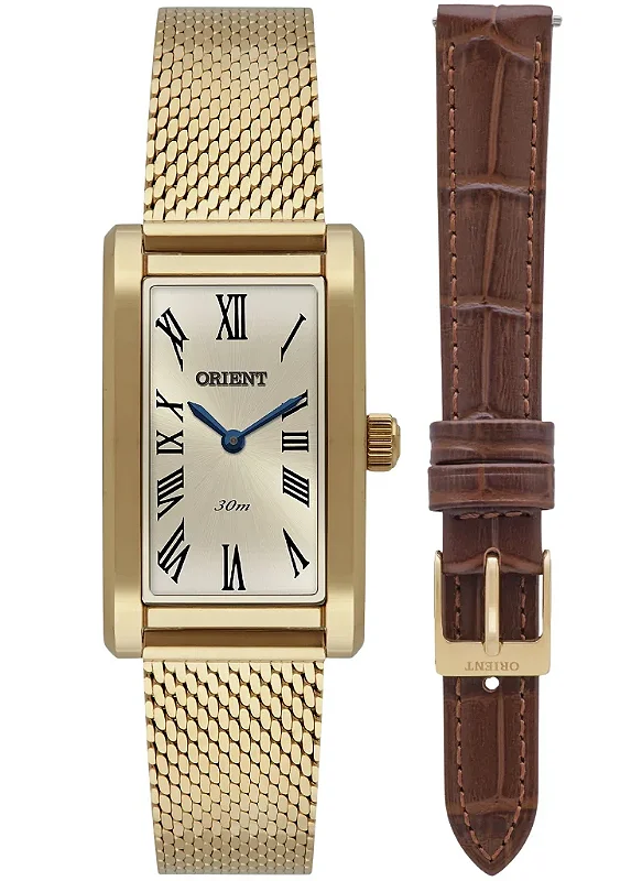 Relógio Orient Tank Feminino Dourado LGSS0077 C3KX - Relojoaria