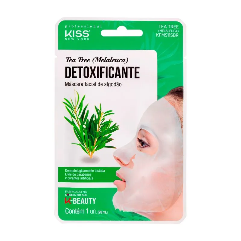 Máscara Facial de Algodão Tea Tree Melaleuca Kiss New York