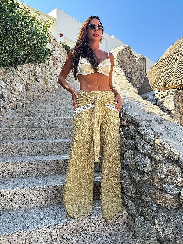 Conjunto Byblos - biquíni e calça texturizada amarração